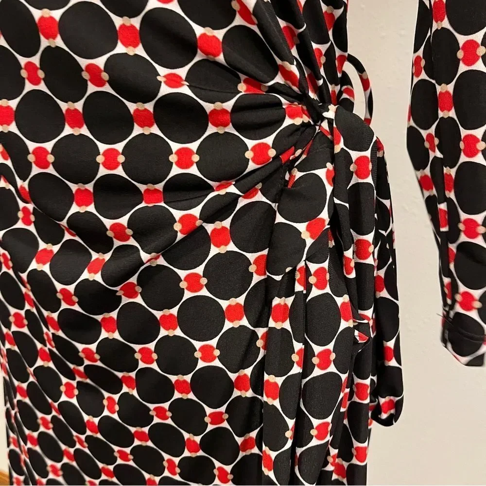 Reneec.‎ Polka Dot long sleeve Wrap Dress size small